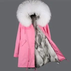 Women's Winter Casual Slim Long Warm Parka With Raccoon Fur