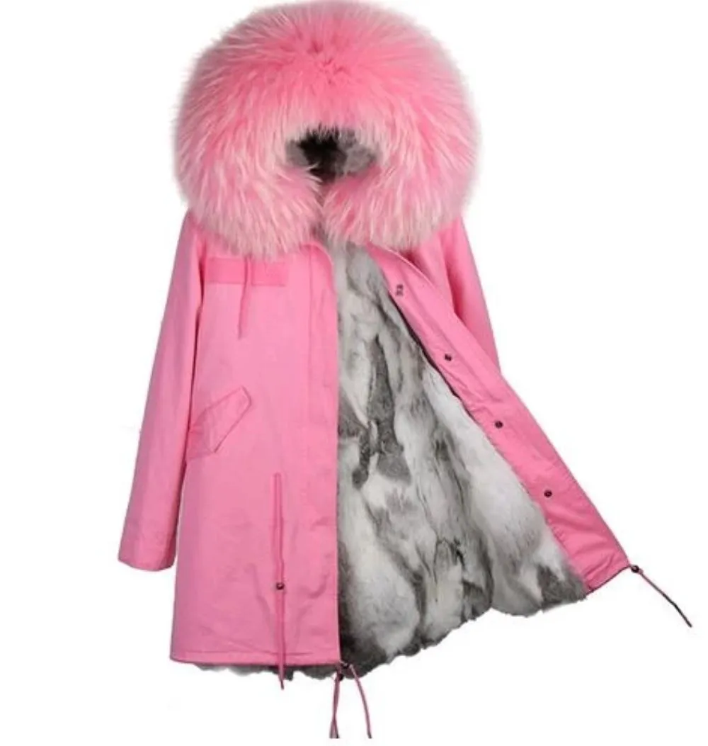 Women's Winter Casual Slim Long Warm Parka With Raccoon Fur