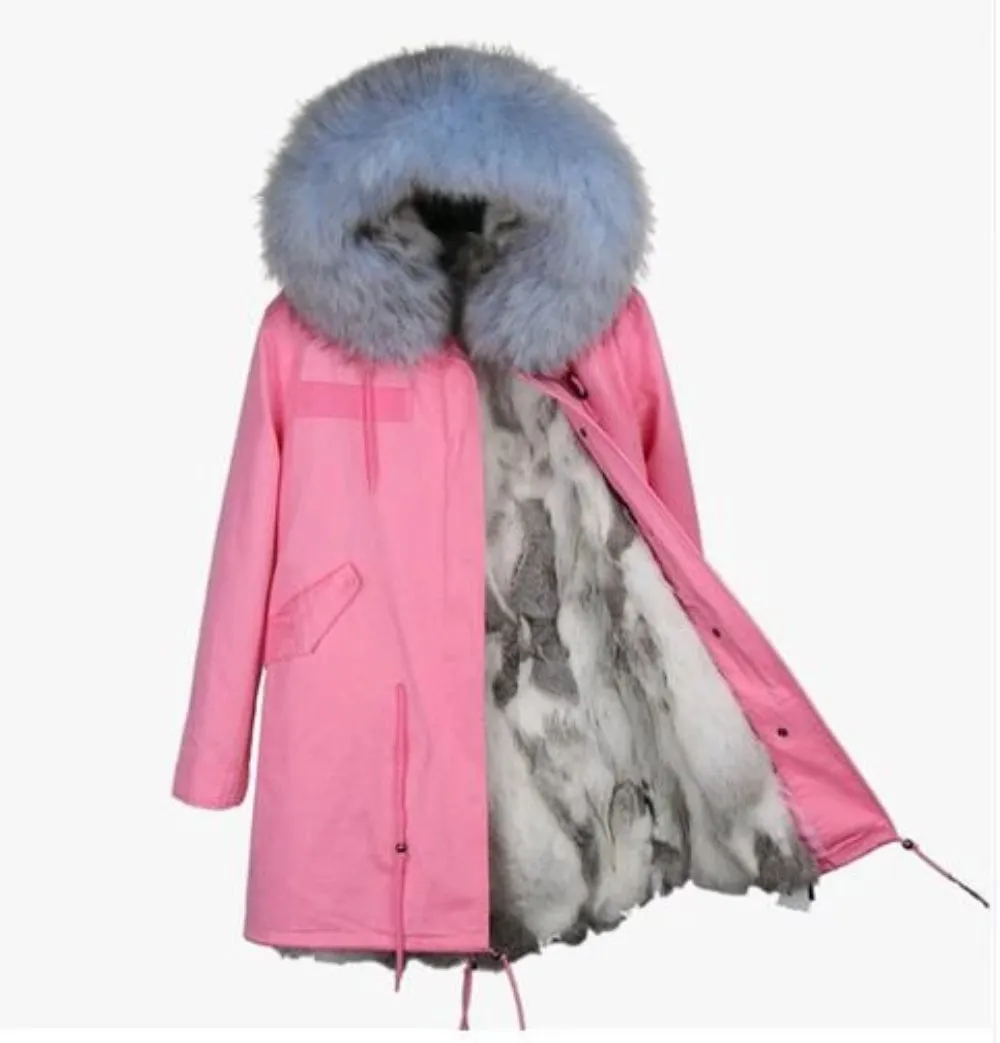 Women's Winter Casual Slim Long Warm Parka With Raccoon Fur