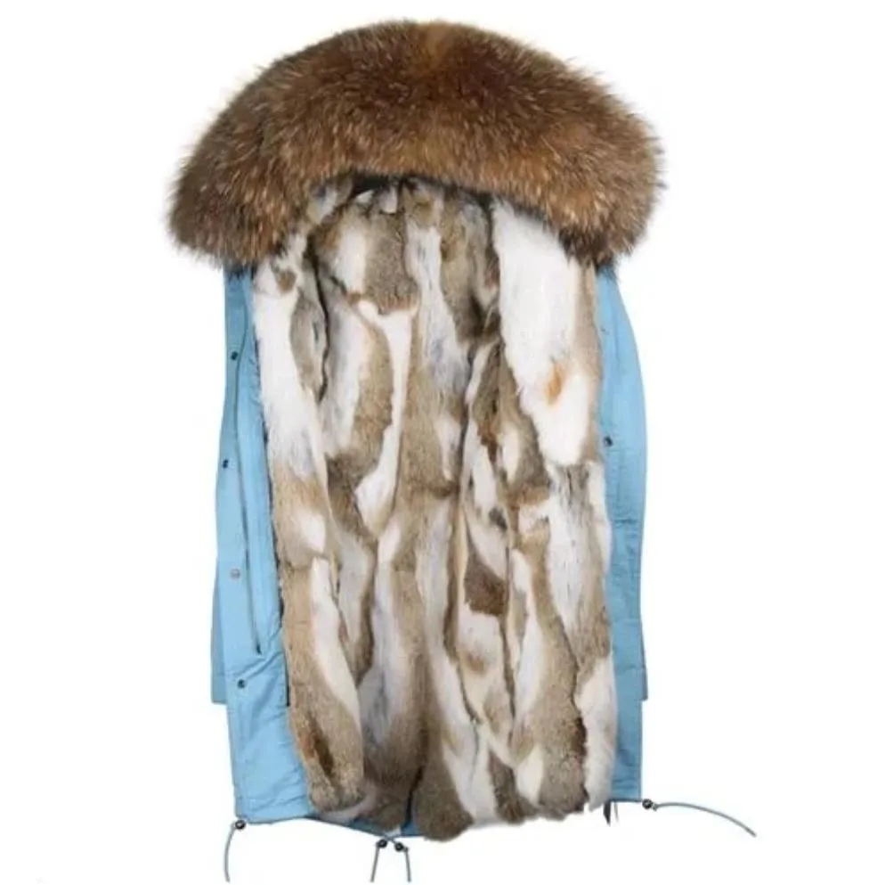 Women's Winter Casual Slim Long Warm Parka With Raccoon Fur