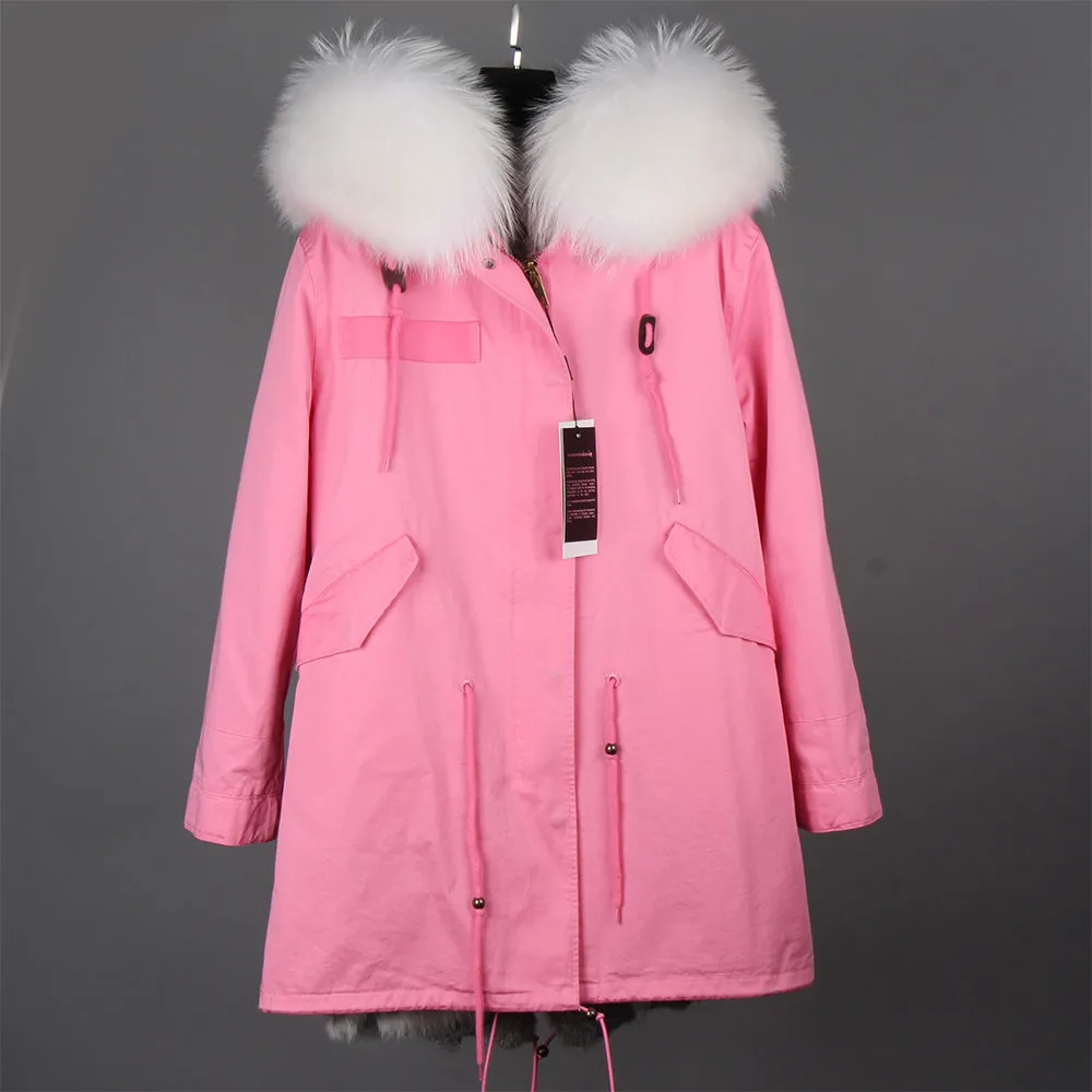 Women's Winter Casual Slim Long Warm Parka With Raccoon Fur