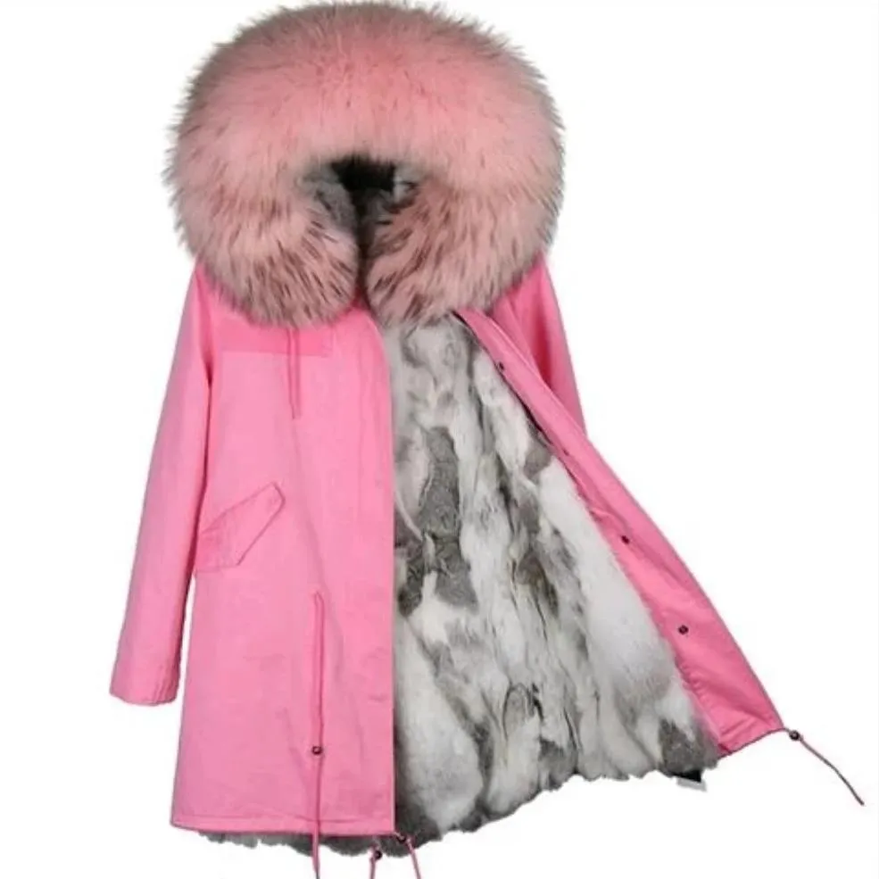 Women's Winter Casual Slim Long Warm Parka With Raccoon Fur