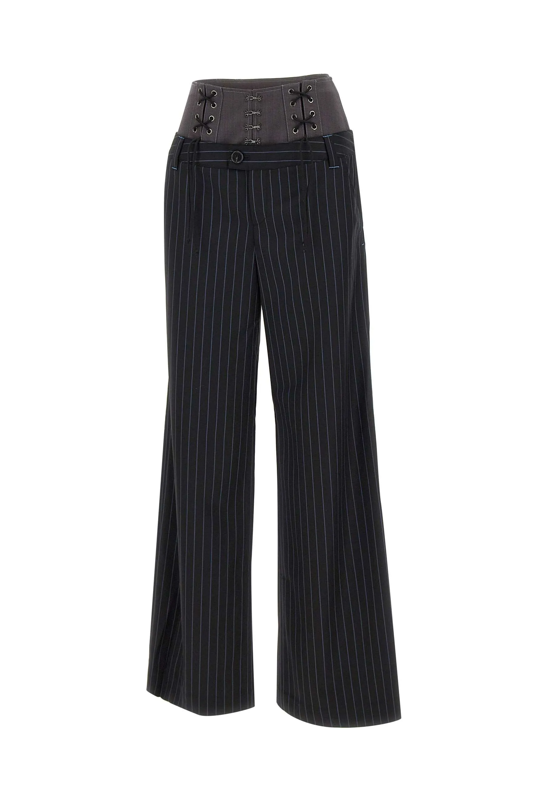 Wool and Silk Pinstripe Trousers