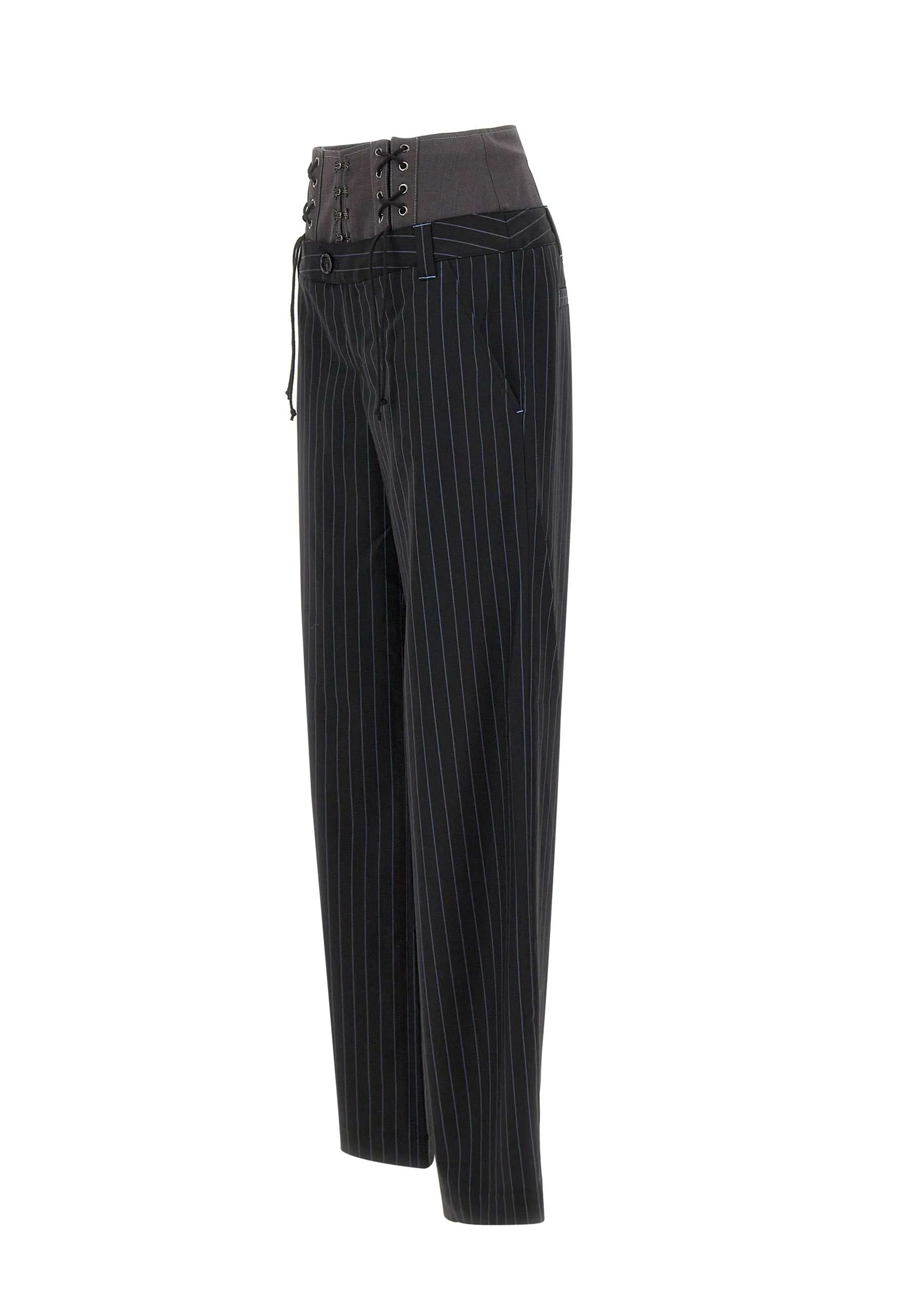 Wool and Silk Pinstripe Trousers