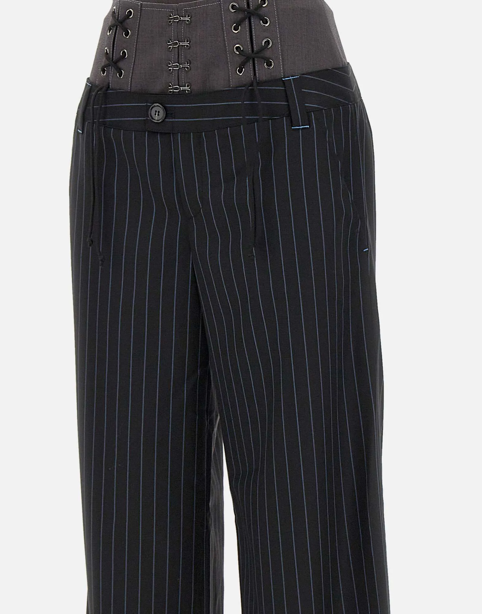 Wool and Silk Pinstripe Trousers